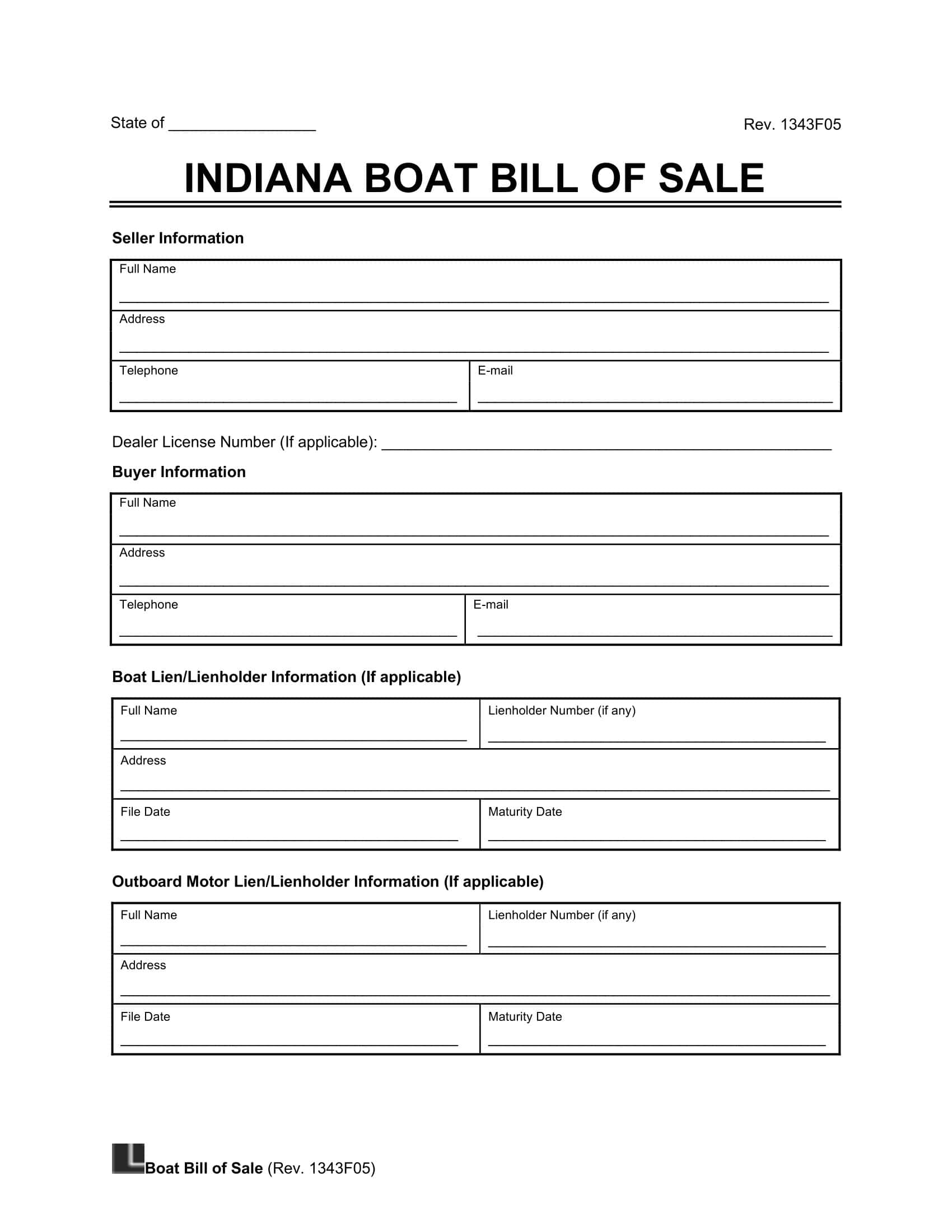 indiana bmv printable bill of sale