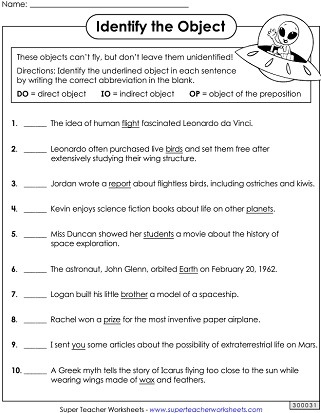 indirect and direct object worksheet