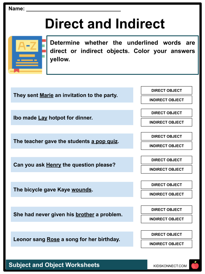 Subject &  Object Worksheets for Kids, Facts &  Examples