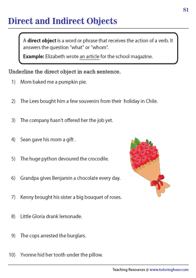 indirect and direct object worksheet