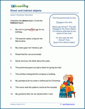 Direct &  indirect objects | Worsheets library