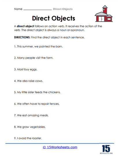 Direct Objects Worksheets - 15 Worksheets Library