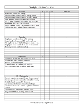 industrial safety worksheet