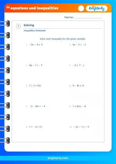 FREE Printable Equations and Inequalities Worksheets [PDFs]