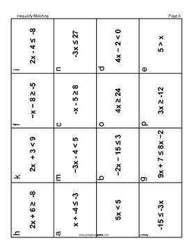 inequalities and equations worksheet