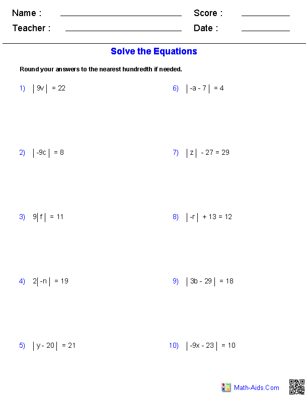 inequalities and equations worksheet