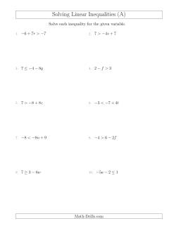 inequalities and equations worksheet