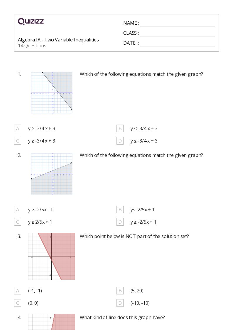 50+ two variable inequalities worksheets for 8th Grade on Quizizz ...