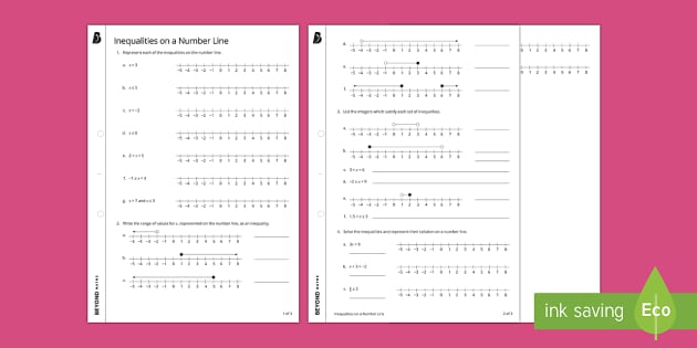 inequalities on a number line worksheet