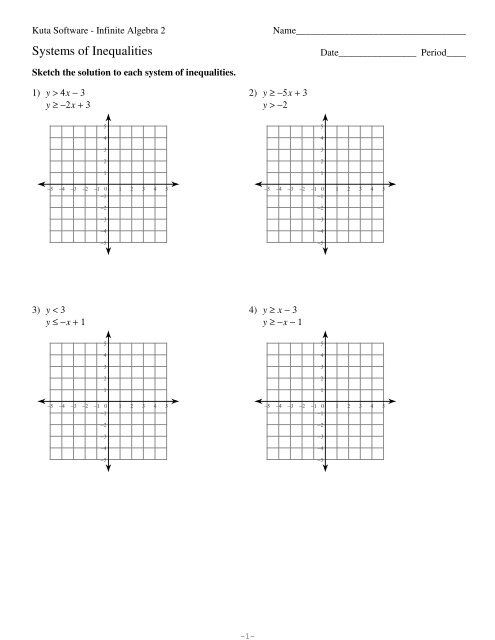 inequalities worksheet algebra 1