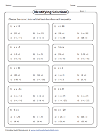 Inequalities Worksheets