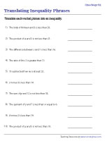 inequalities worksheet easy