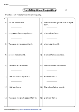 inequality word problems worksheet pdf
