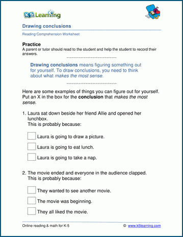 Conclusions &  inferences worksheets | Worsheets library