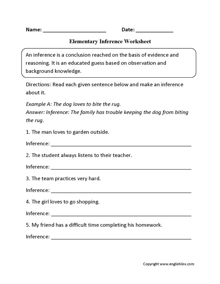 Elementary Inference Worksheets | Reading worksheets, Inferencing ...