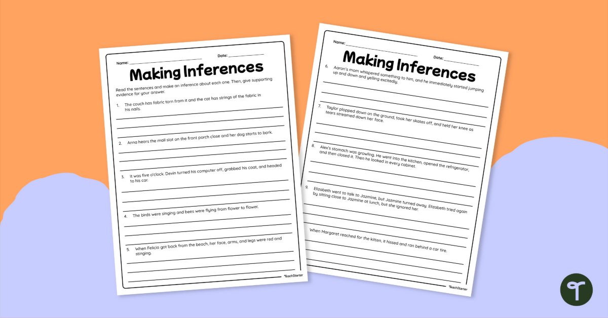 Inferencing Worksheet | Teach Starter