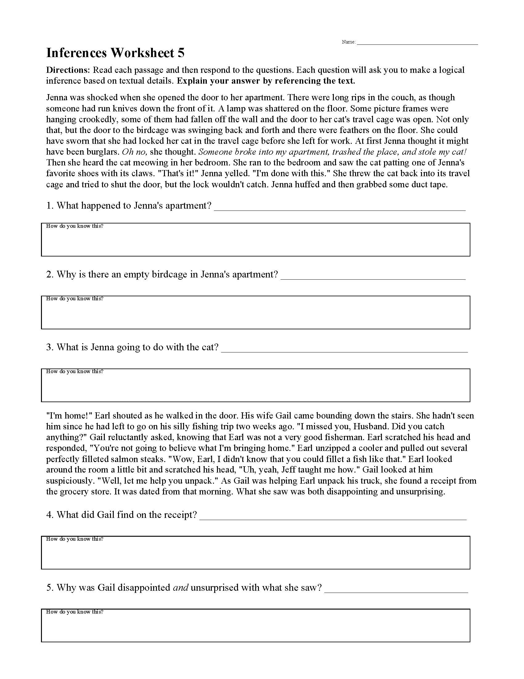 Inferences Worksheets | Reading Activities