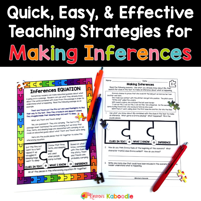 Making Inferences Worksheet Types &  More • Kirstens Kaboodle