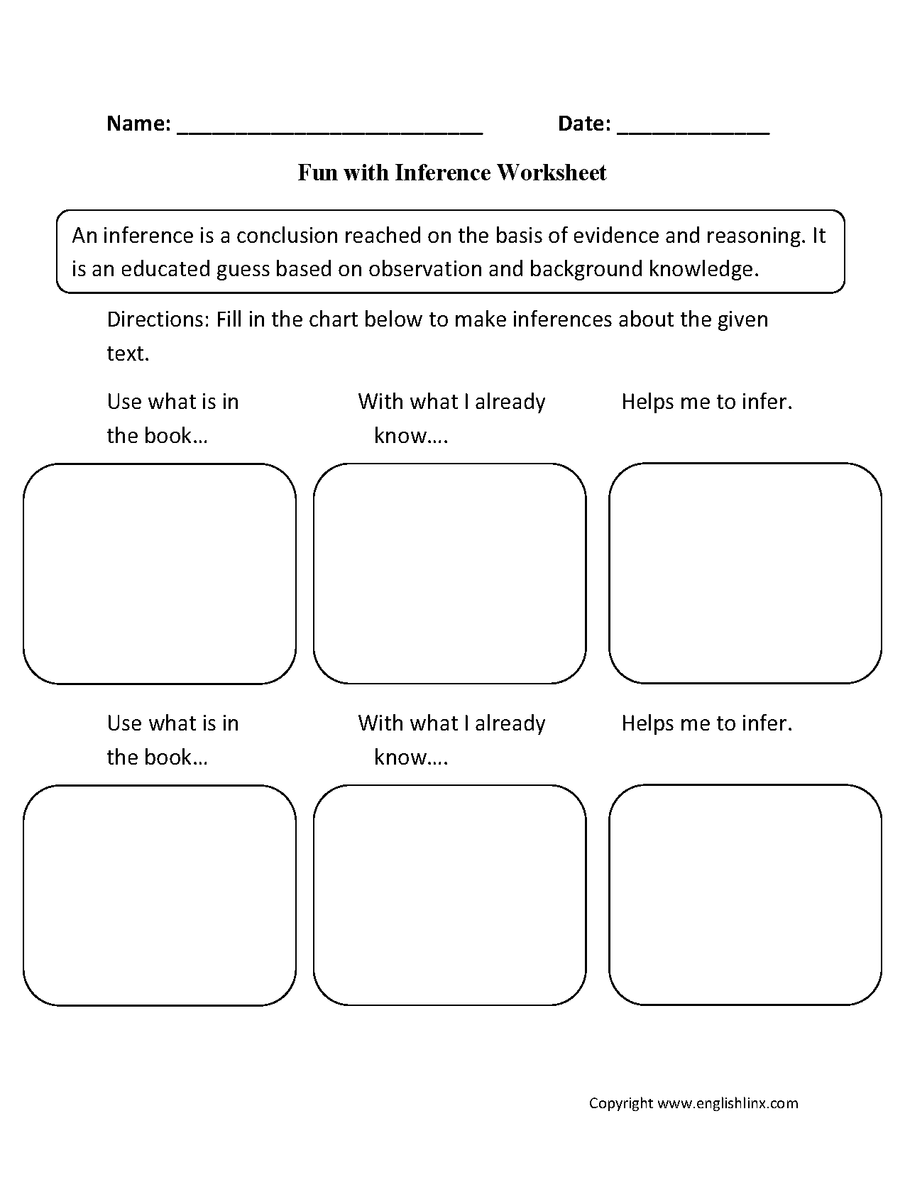Inference Worksheets | Fun with Inference Worksheets