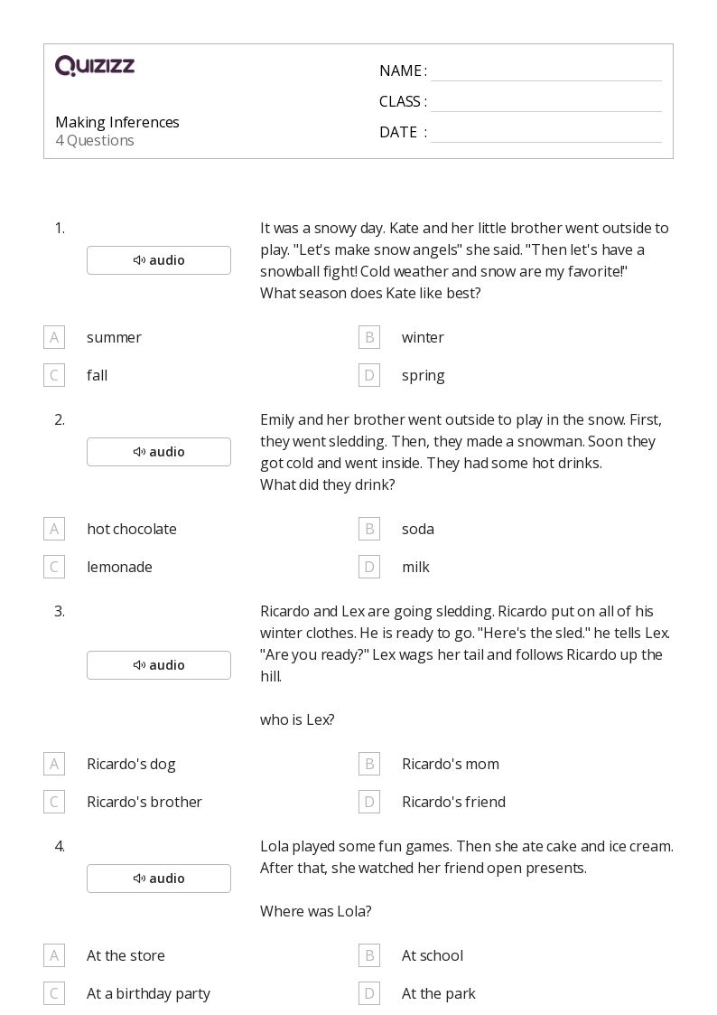 inferences worksheet 2