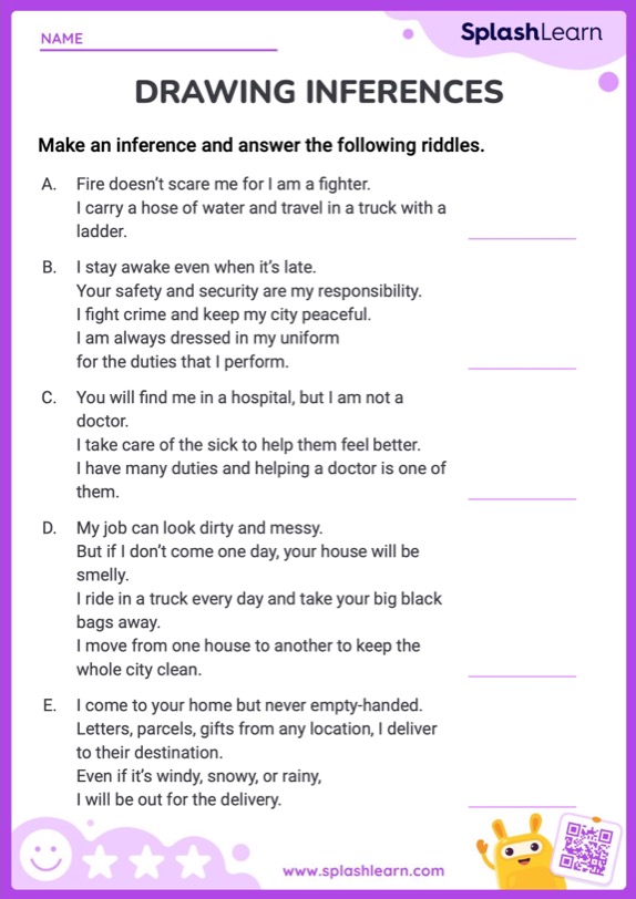 inferences worksheet 4th grade