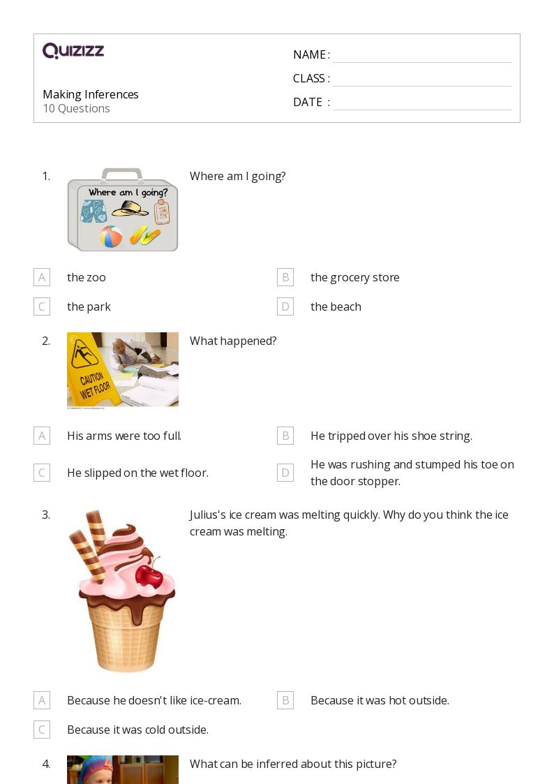 50+ Making Inferences worksheets for 1st Class on Quizizz | Free ...