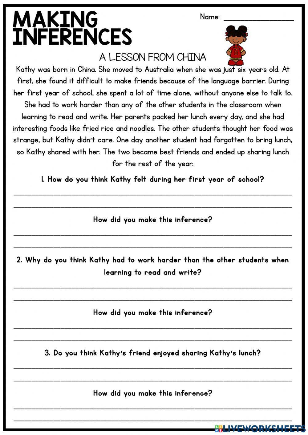 Making Inferences and Drawing Conclusions worksheet  