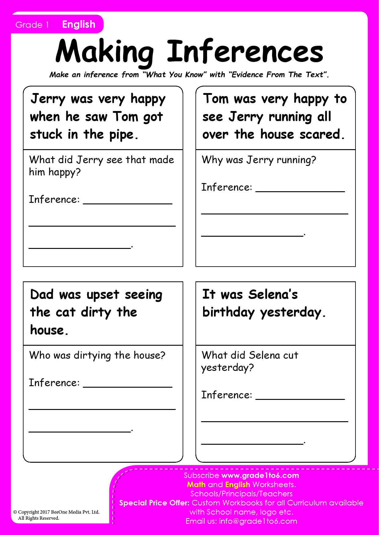 Inference Worksheets PYP IB Grade 1 Worksheets Library