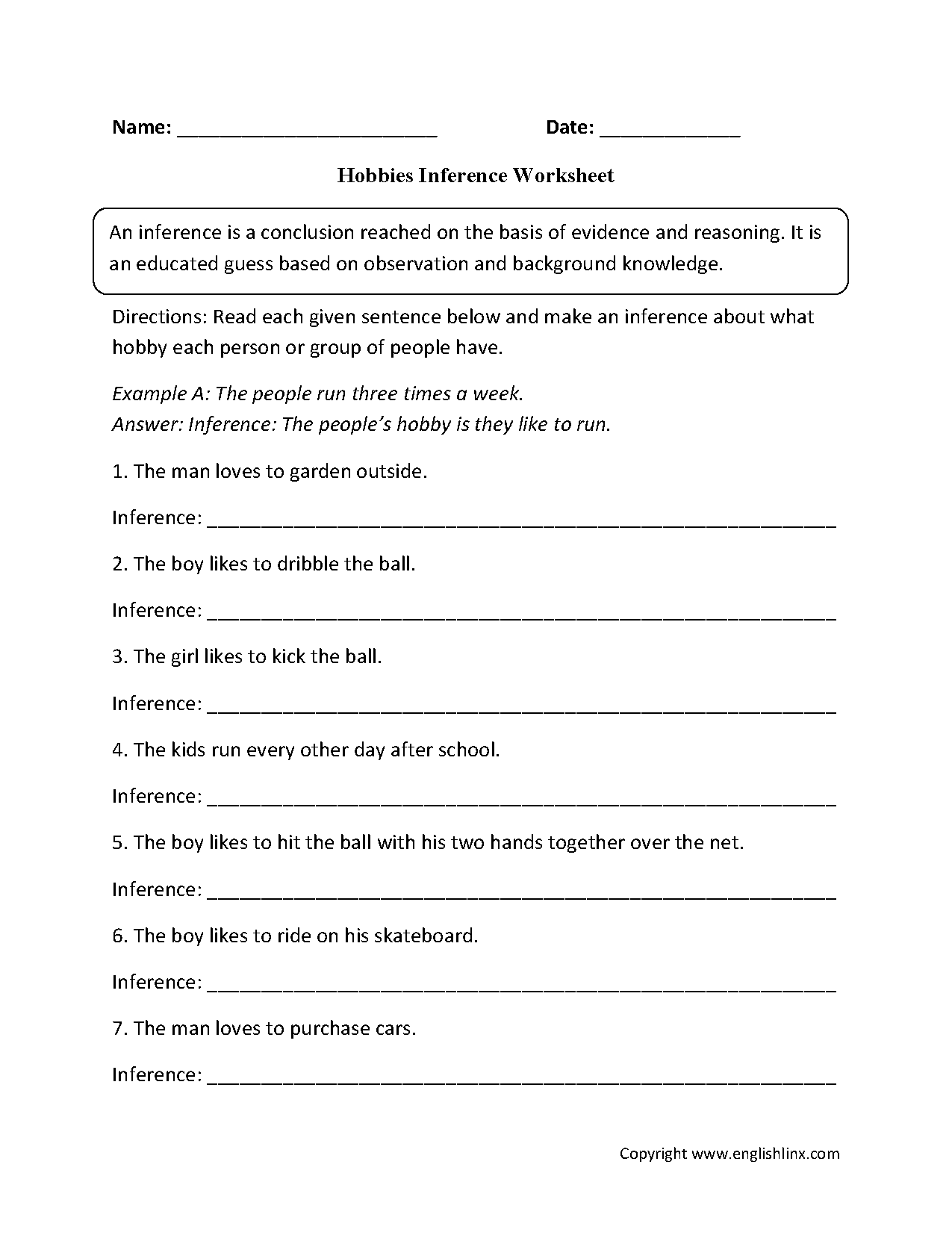 Reading Worksheets | Inference Worksheets