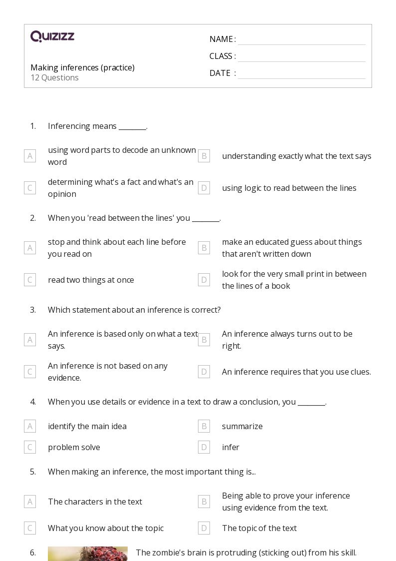 inferring from pictures worksheet