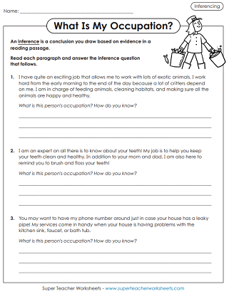 inferring worksheet