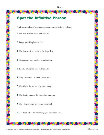 Which sentence contains an infinitive phrase?