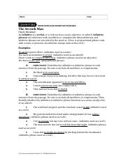 infinitive phrase worksheet with answer key