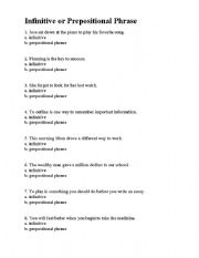 infinitive phrase worksheet