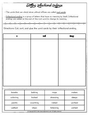 inflected endings worksheet