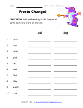Words With Inflectional Endings Worksheets