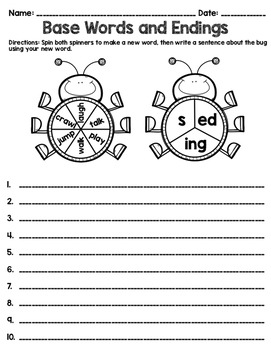 Inflectional Endings Worksheet by Life With Mrs I | TPT