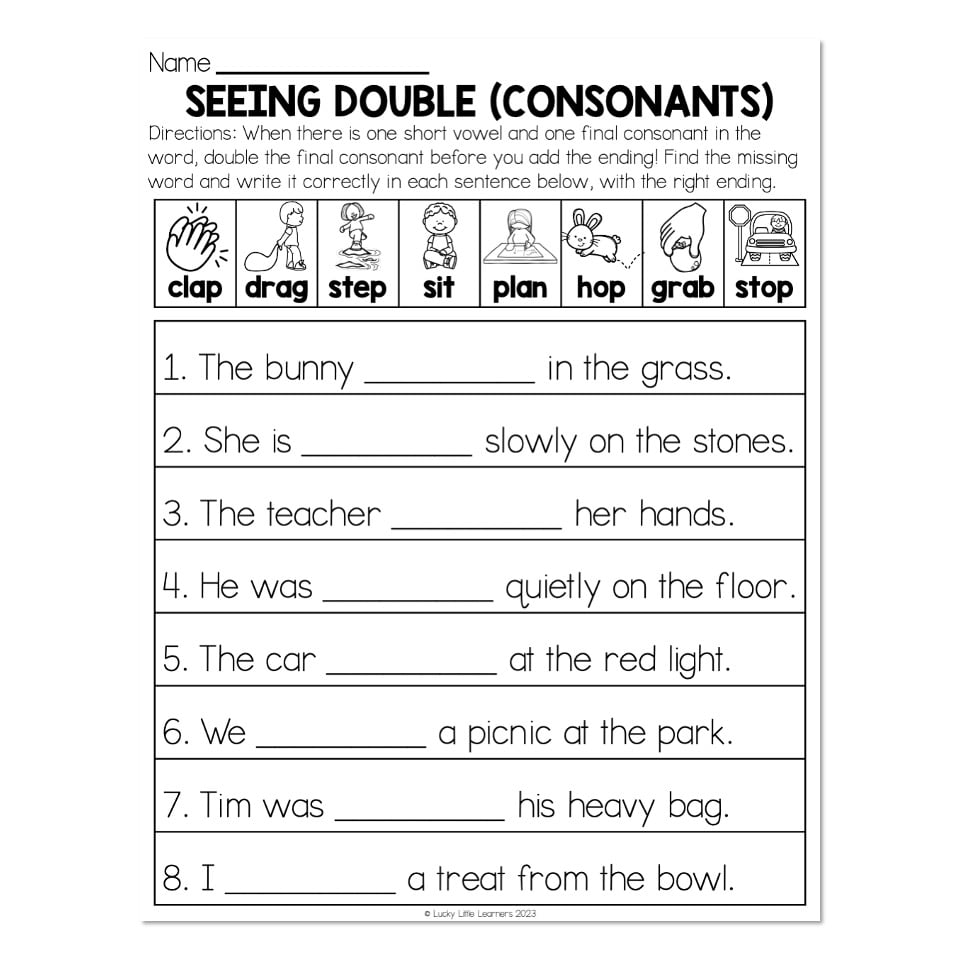 Inflectional Endings - Double Final Consonant - Seeing Double ...