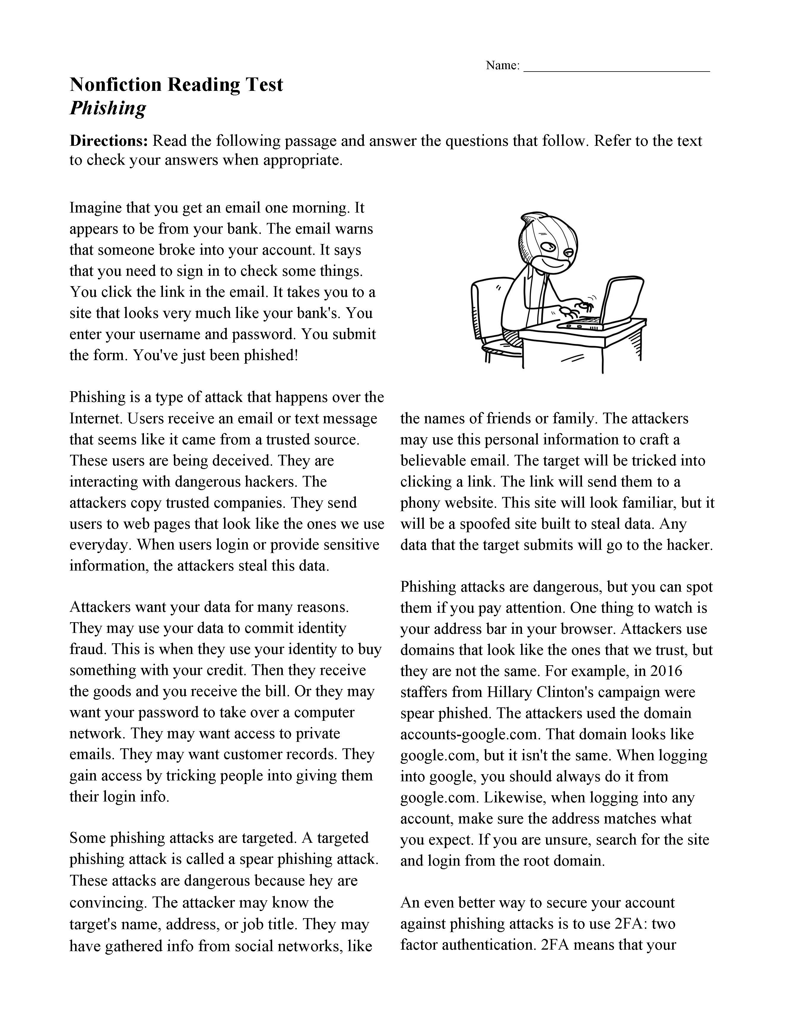 Reading Comprehension Worksheets | Online or Printable