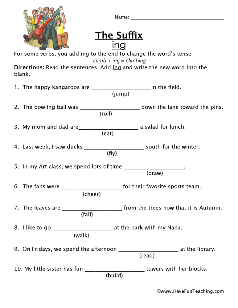 Adding Suffix-ing | Free Phonics Printable Worksheets