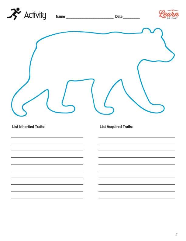 inherited traits worksheet 4th grade