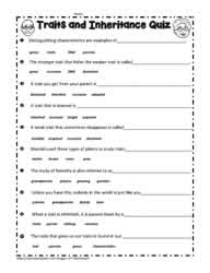inherited traits worksheet 4th grade