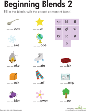 Beginning Blends 2 | Interactive Worksheet 