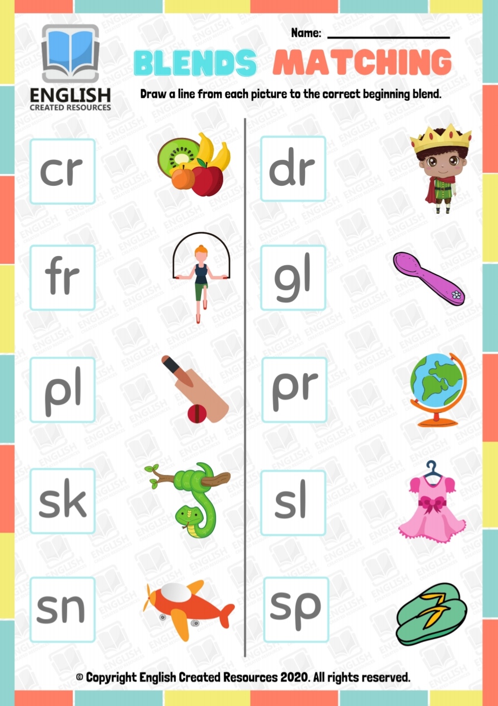 initial consonant blends worksheet