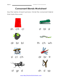Initial Consonants Worksheets