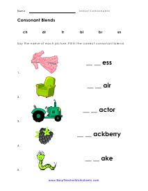 Initial Consonants Worksheets