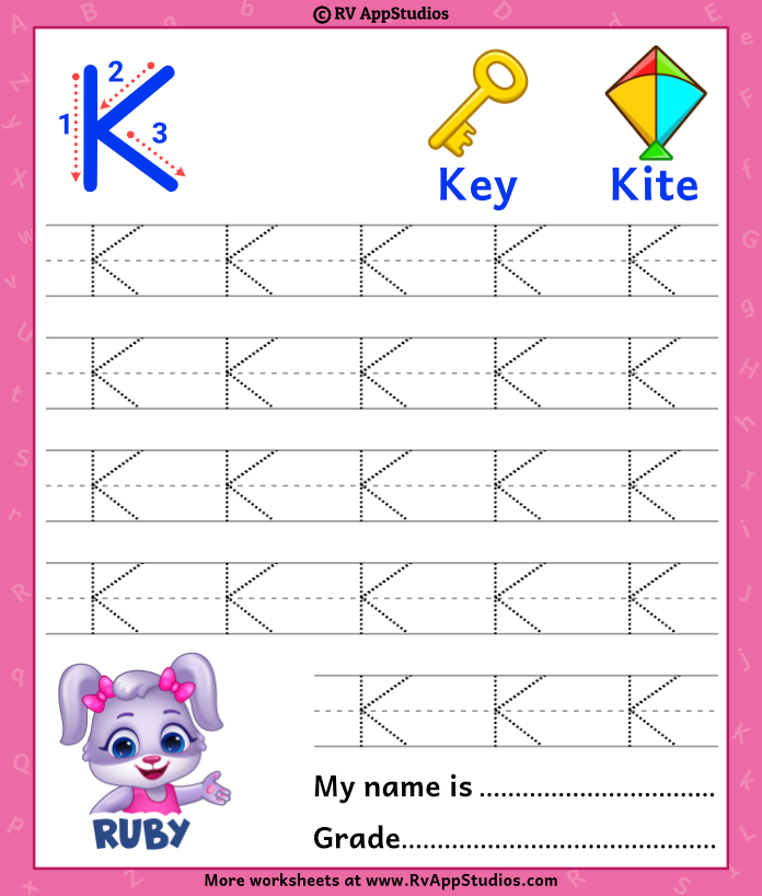 Capital Letter K Tracing Worksheet | Trace Uppercase Letter K