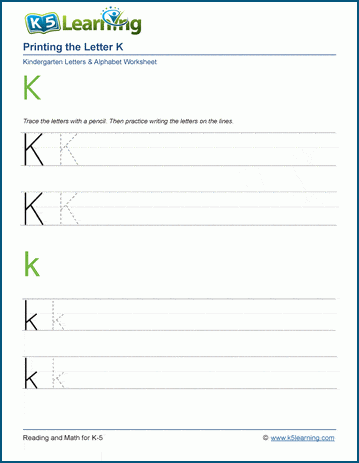 Printing the Letter K k | Worsheets library