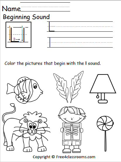 Free Beginning Sounds Worksheet - Letter L - Free Worksheets ...