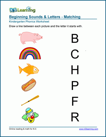 Free Preschool &  Kindergarten Beginning Sounds Worksheets ...